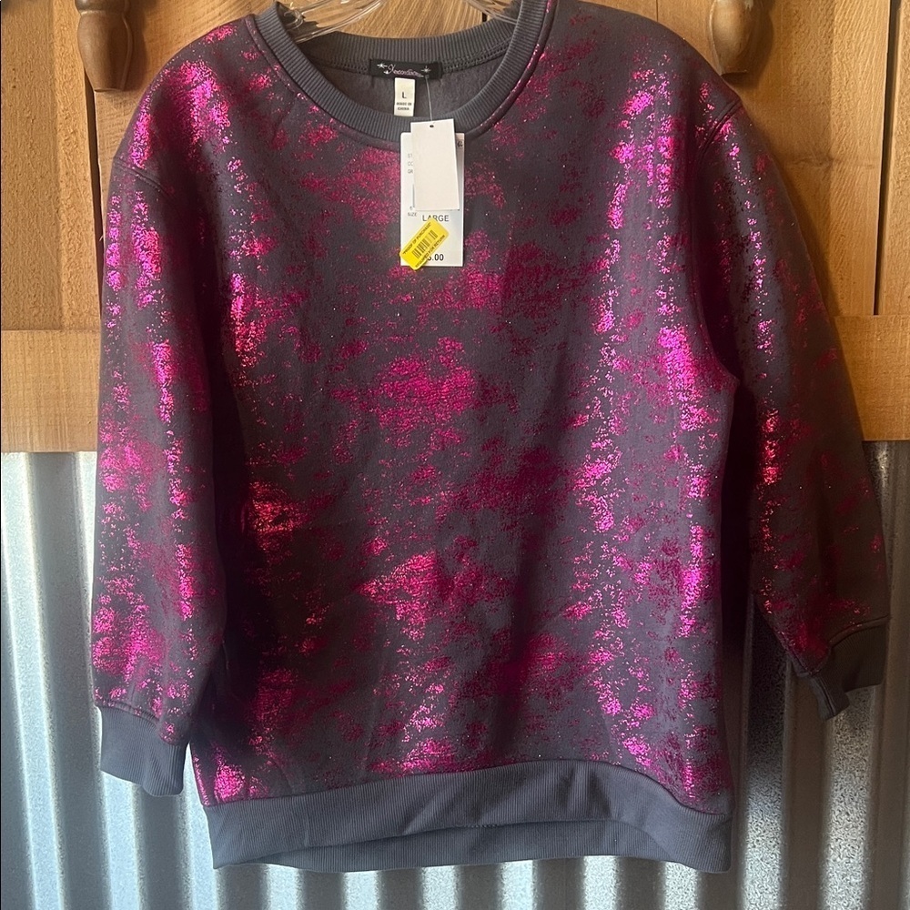Xtraordinary Gray Sweatshirt with Pink Glitter Youth/girls size large